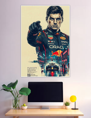 Max Verstappen Red Bull F1 Singapore Grand Prix illustrated poster