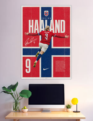Erling Haaland Norway number 9 celebration football poster