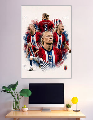 Erling Haaland Norway number 9 football poster art