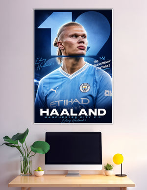 Erling Haaland Manchester City number 9 football poster