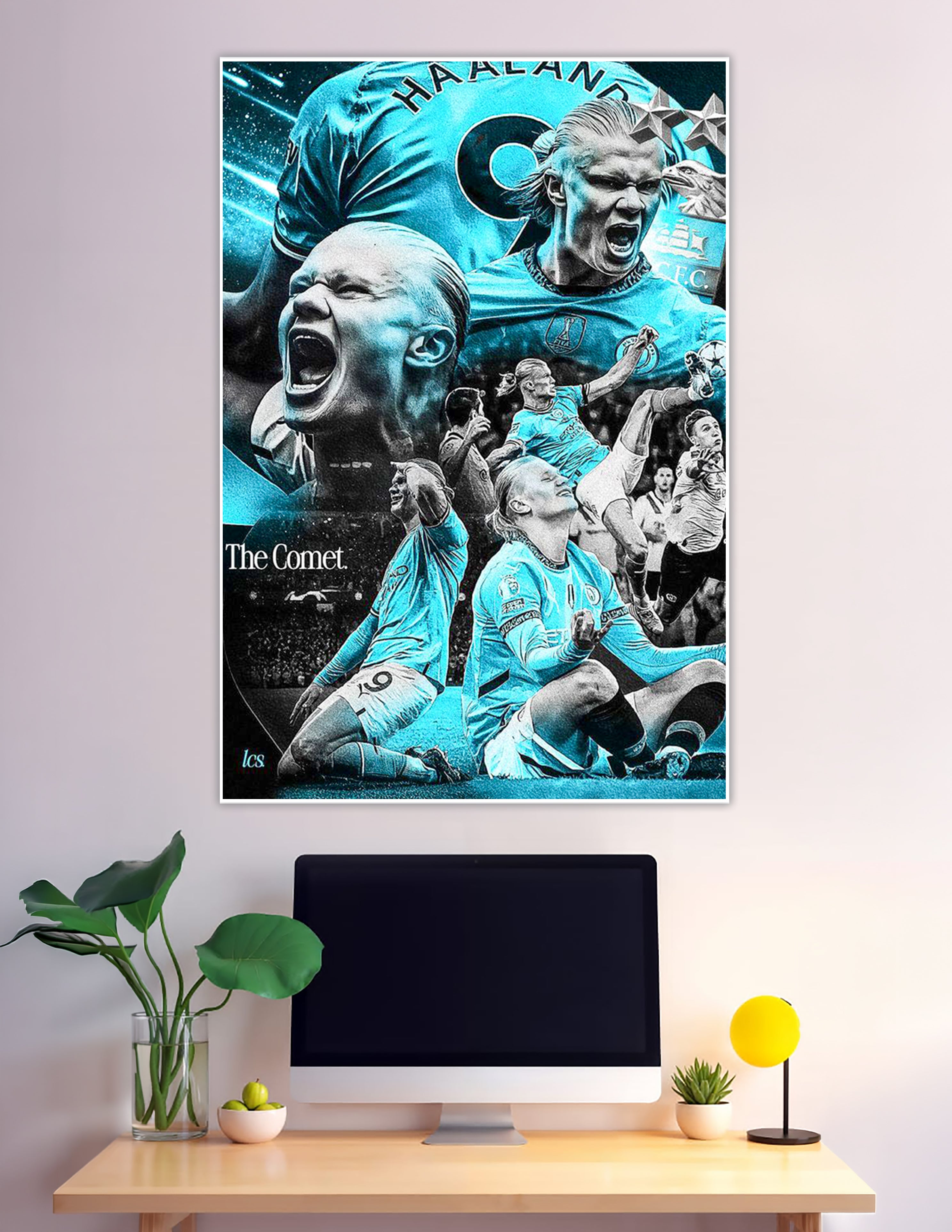 Erling Haaland The Comet Manchester City collage poster