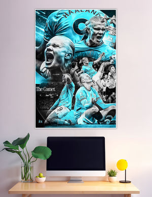 Erling Haaland The Comet Manchester City collage poster