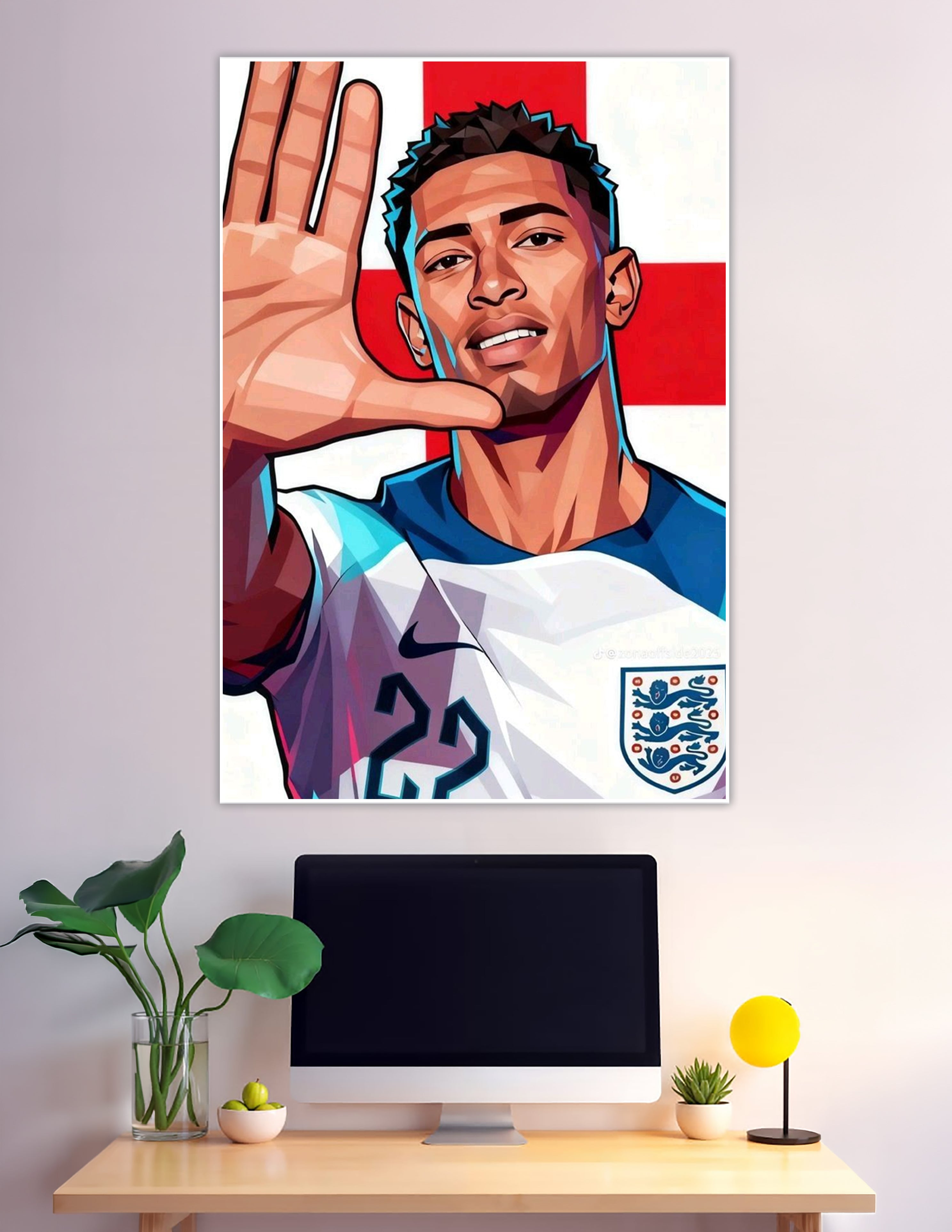England football number 22 pop art poster Three Lions
