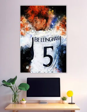 Jude Bellingham Real Madrid number 5 watercolor art poster
