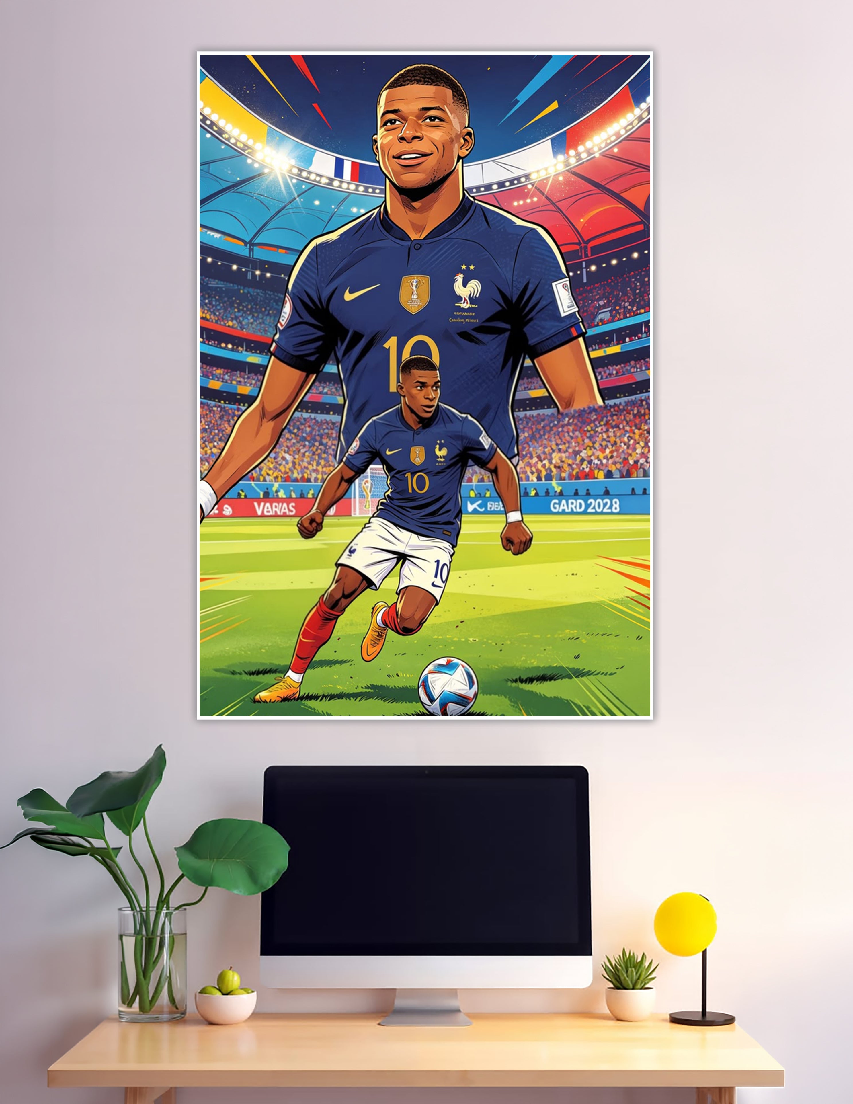 Comic art poster of France number 10 football player