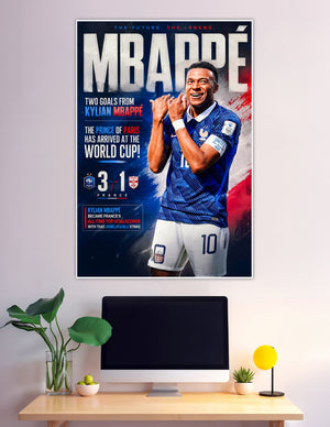 Kylian Mbappé France number 10 World Cup celebration poster