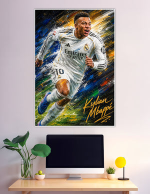 Kylian Mbappé Real Madrid number 10 painted art poster