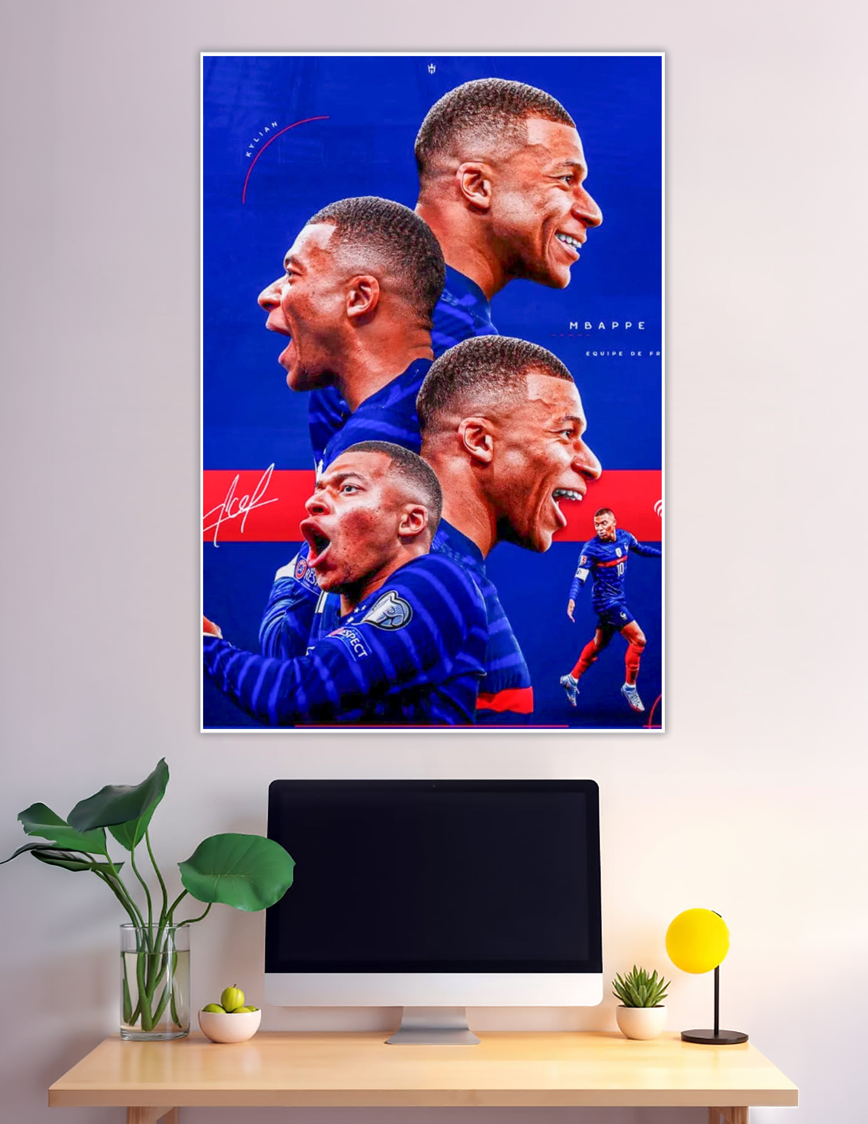 Kylian Mbappé multi-portrait collage France football poster
