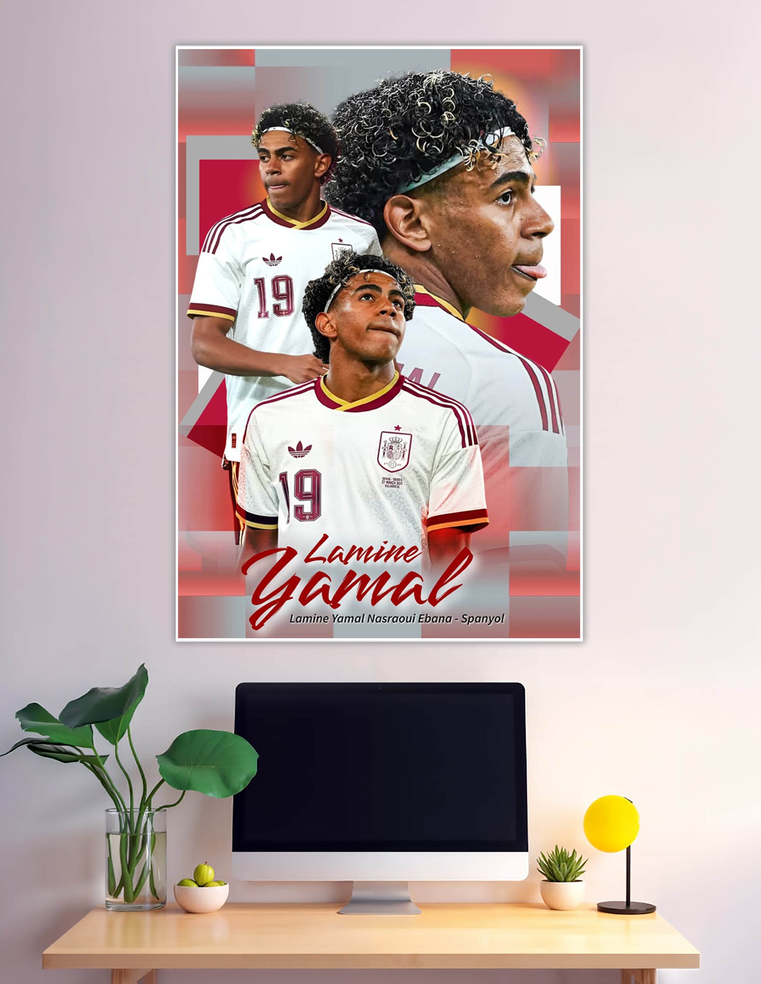 Lamine Yamal Spain number 19 football collage poster