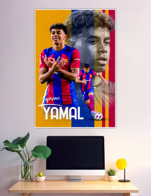 Lamine Yamal FC Barcelona poster in blaugrana colors