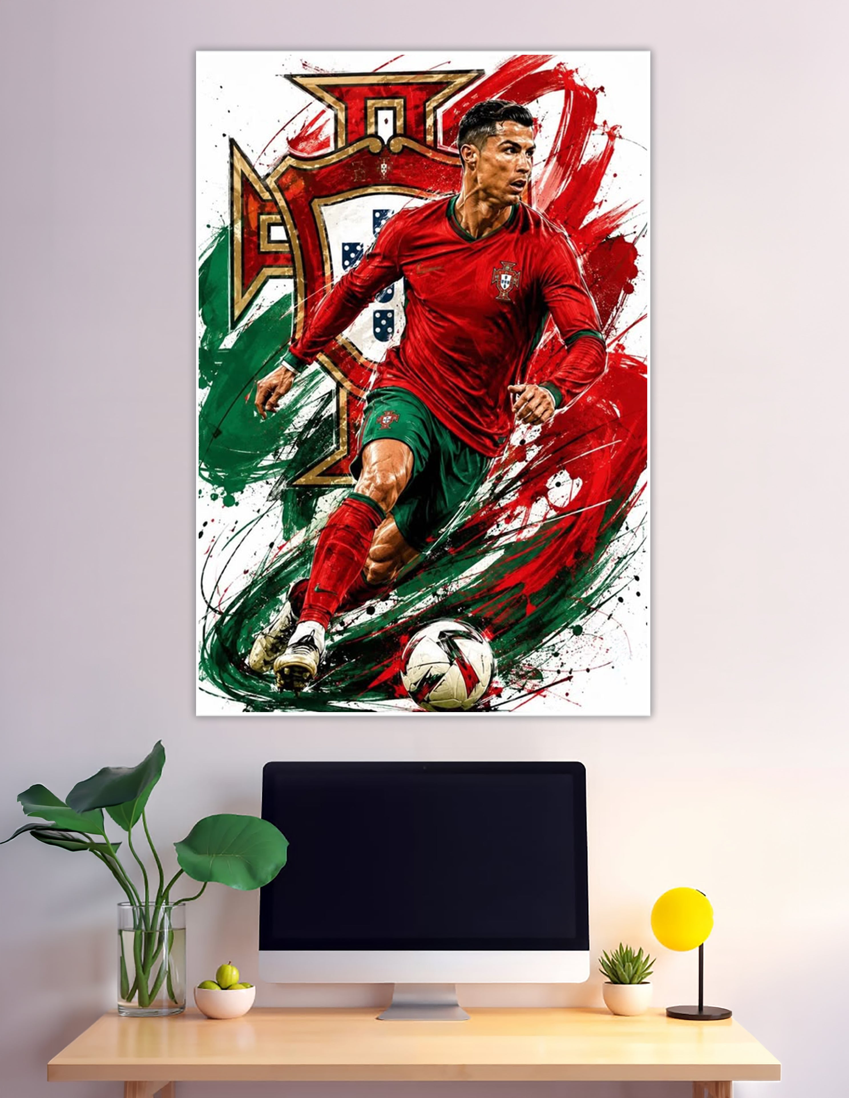 Cristiano Ronaldo Portugal national team action art poster