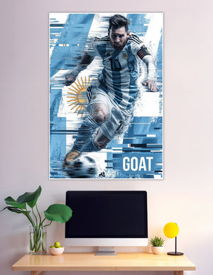 GOAT Argentina number 10 football player glitch art poster