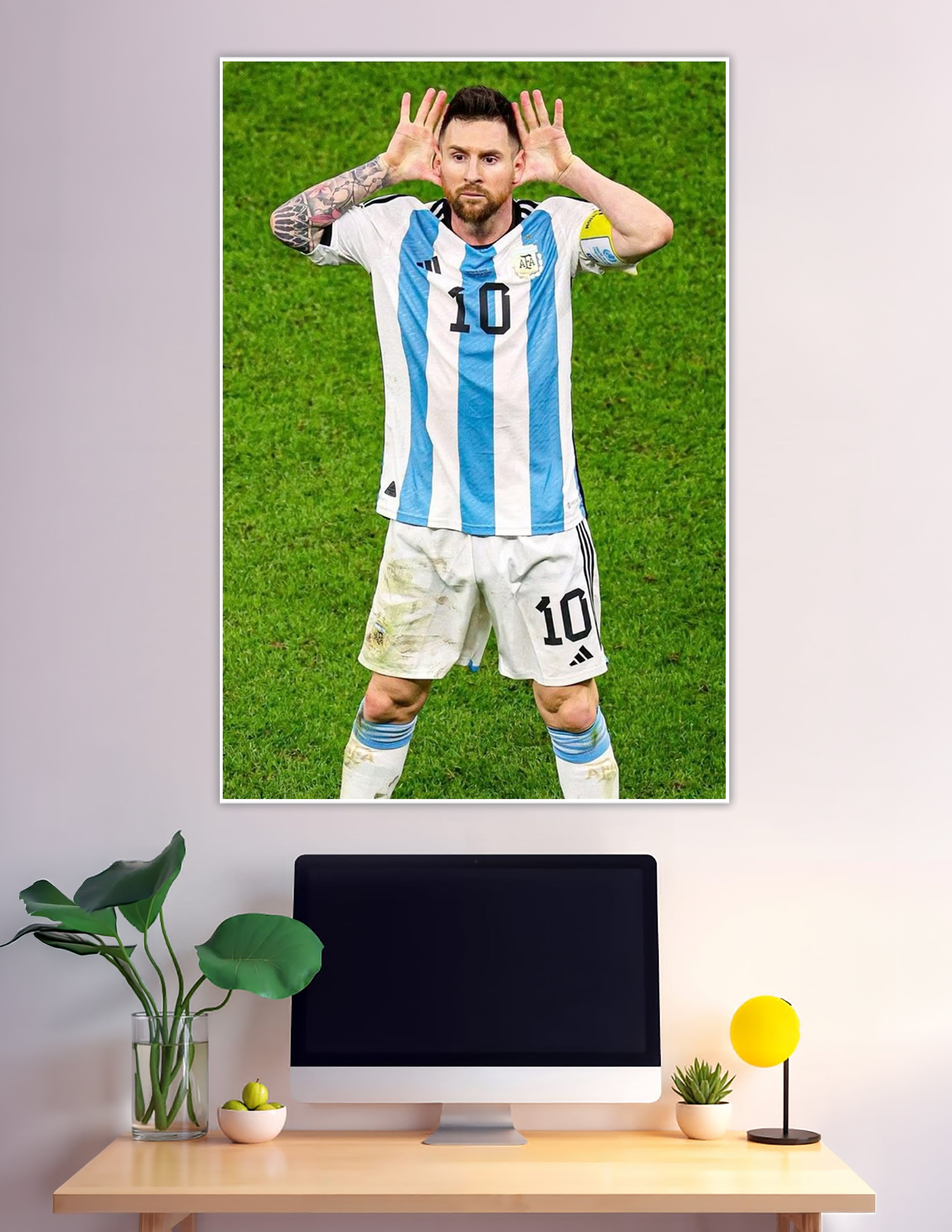 Lionel Messi Argentina number 10 iconic celebration pose