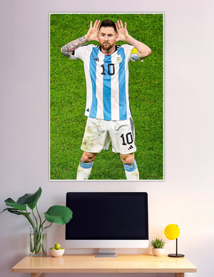 Lionel Messi Argentina number 10 iconic celebration pose