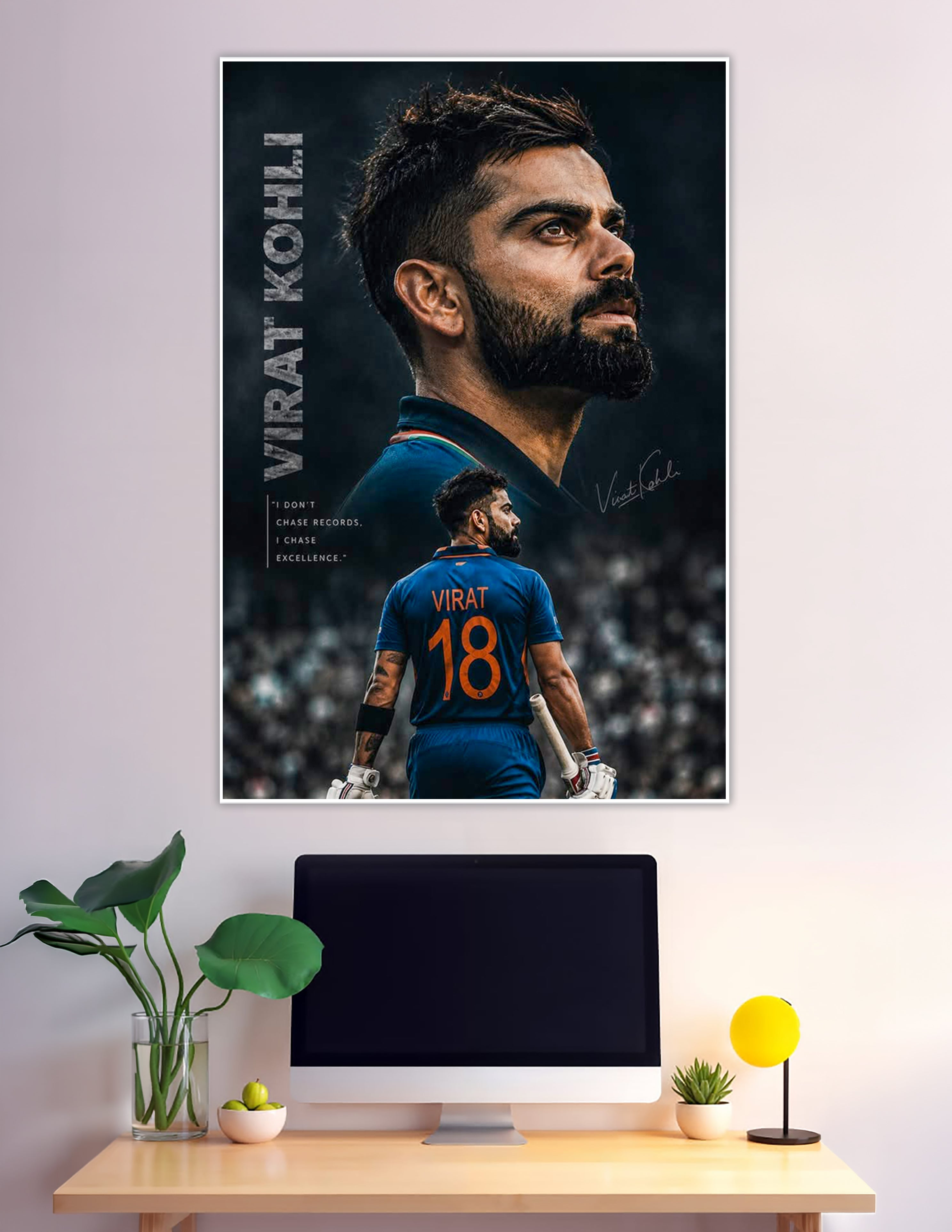 Virat Kohli India cricket jersey number 18 poster