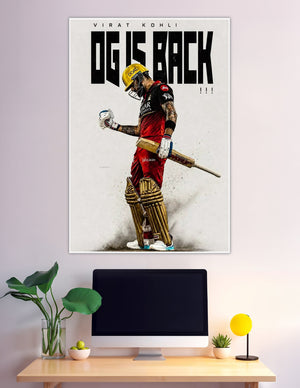 Virat Kohli RCB OG Is Back cricket action poster