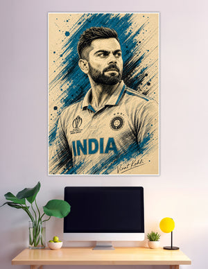 Virat Kohli sketch art poster India ICC World Cup 2023