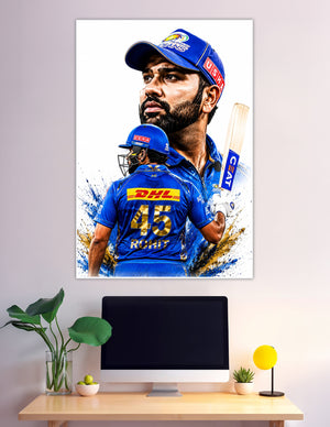 Rohit Sharma Mumbai Indians jersey number 45 cricket poster