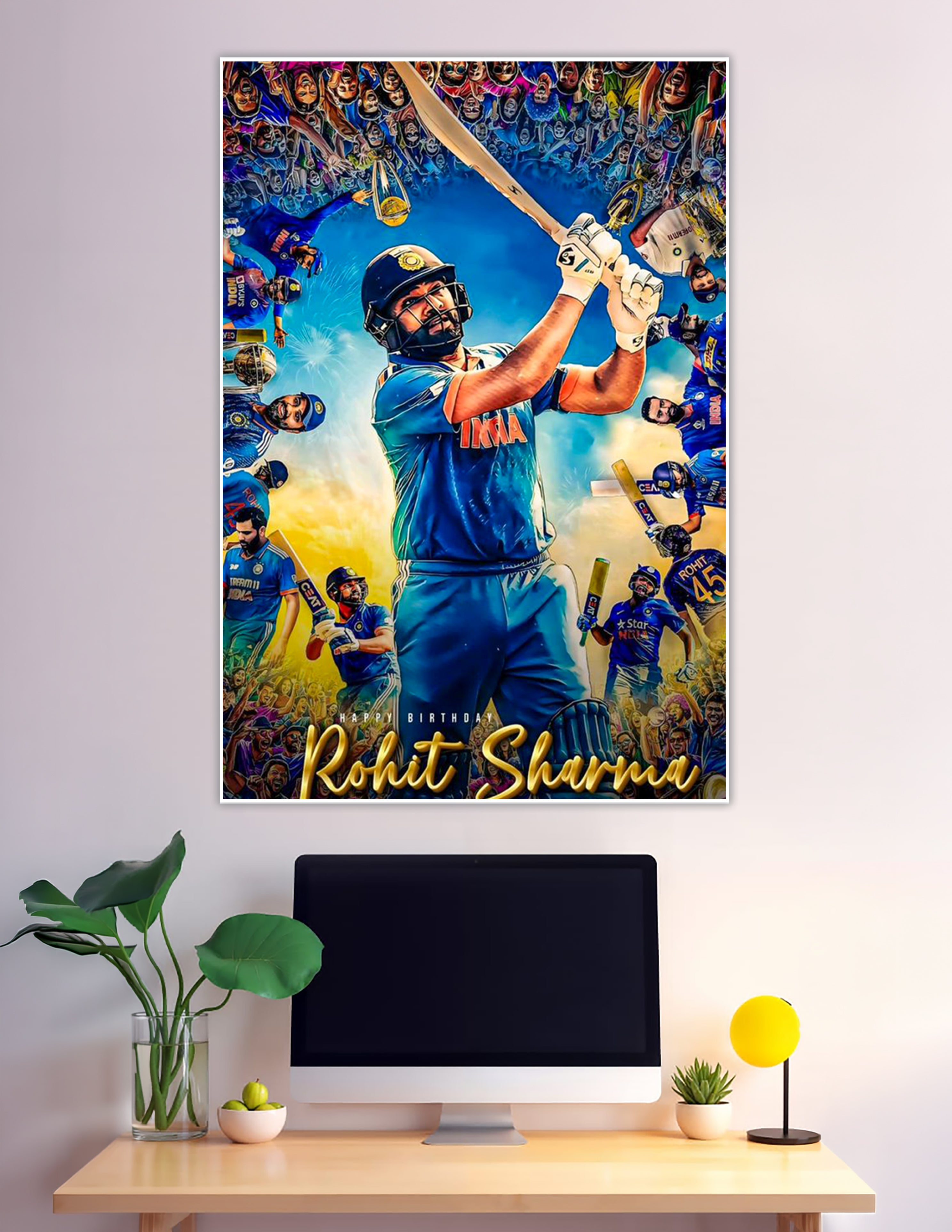 Rohit Sharma India cricket birthday tribute fan art poster
