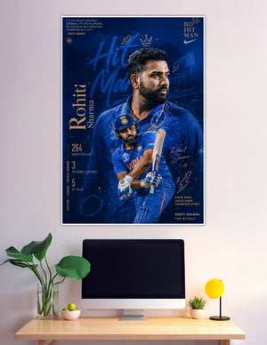 Rohit Sharma Hitman India cricket blue tribute poster