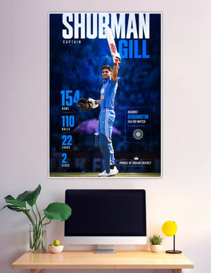 Shubman Gill captain 154 runs India cricket poster