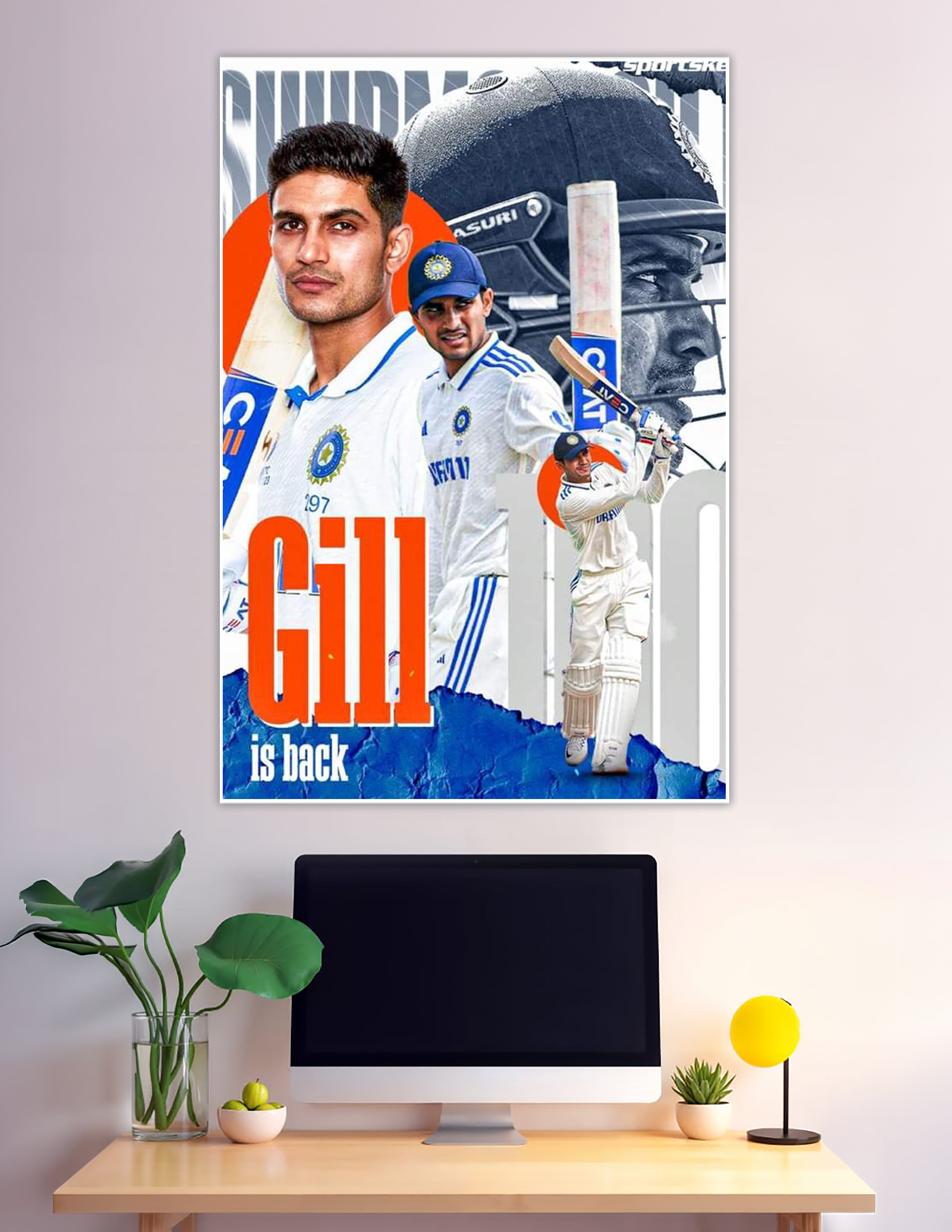 Shubman Gill India cricket test match sports poster