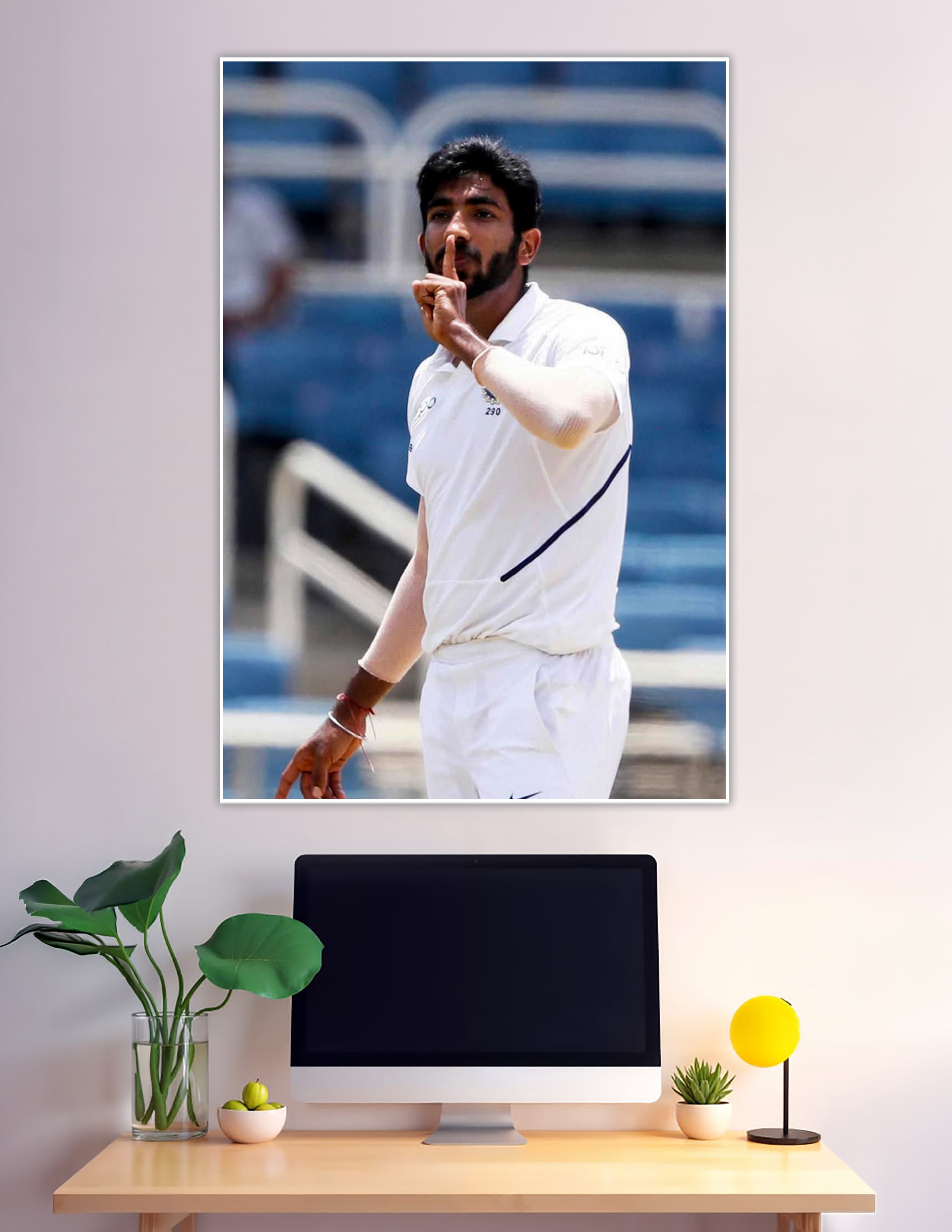 Jasprit Bumrah shush celebration in Test cricket whites