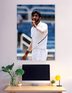 Jasprit Bumrah shush celebration in Test cricket whites