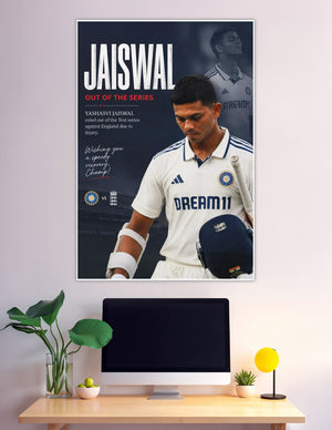 Yashasvi Jaiswal India cricket tribute poster injury series