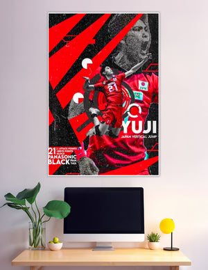 Yuji Japan volleyball player number 21 vertical jump poster