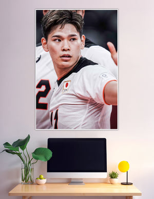 Japan national volleyball player in JPN Olympic jersey action