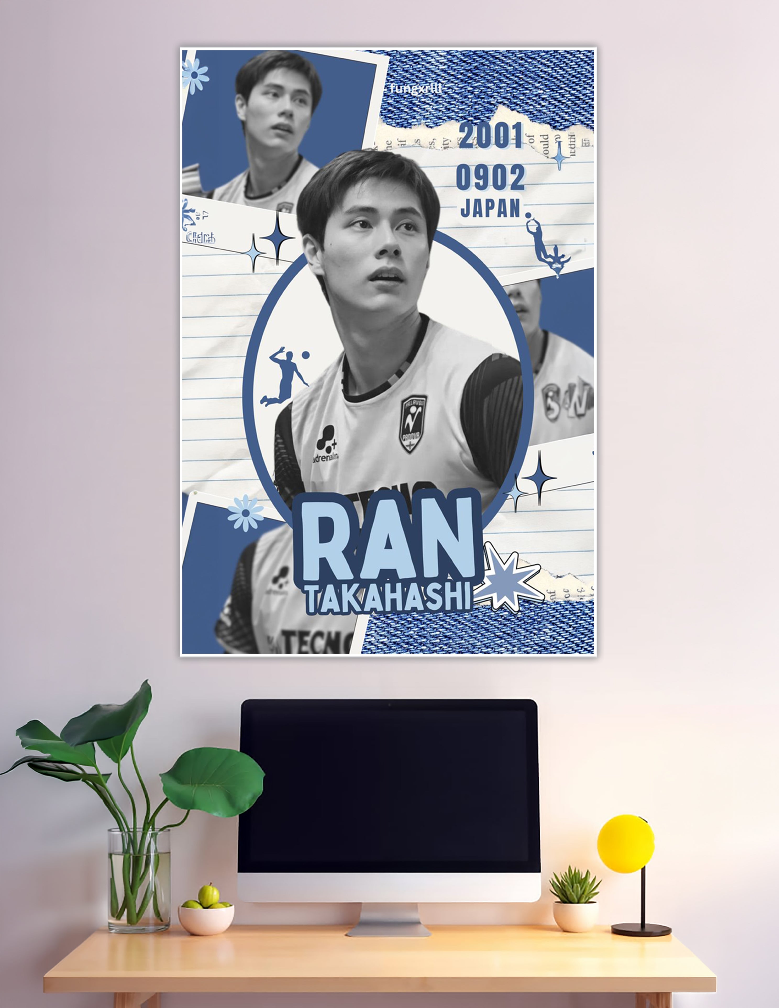 Ran Takahashi Japanese volleyball player blue fan poster