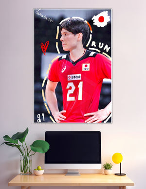 Takahashi Japan volleyball player number 21 red jersey poster