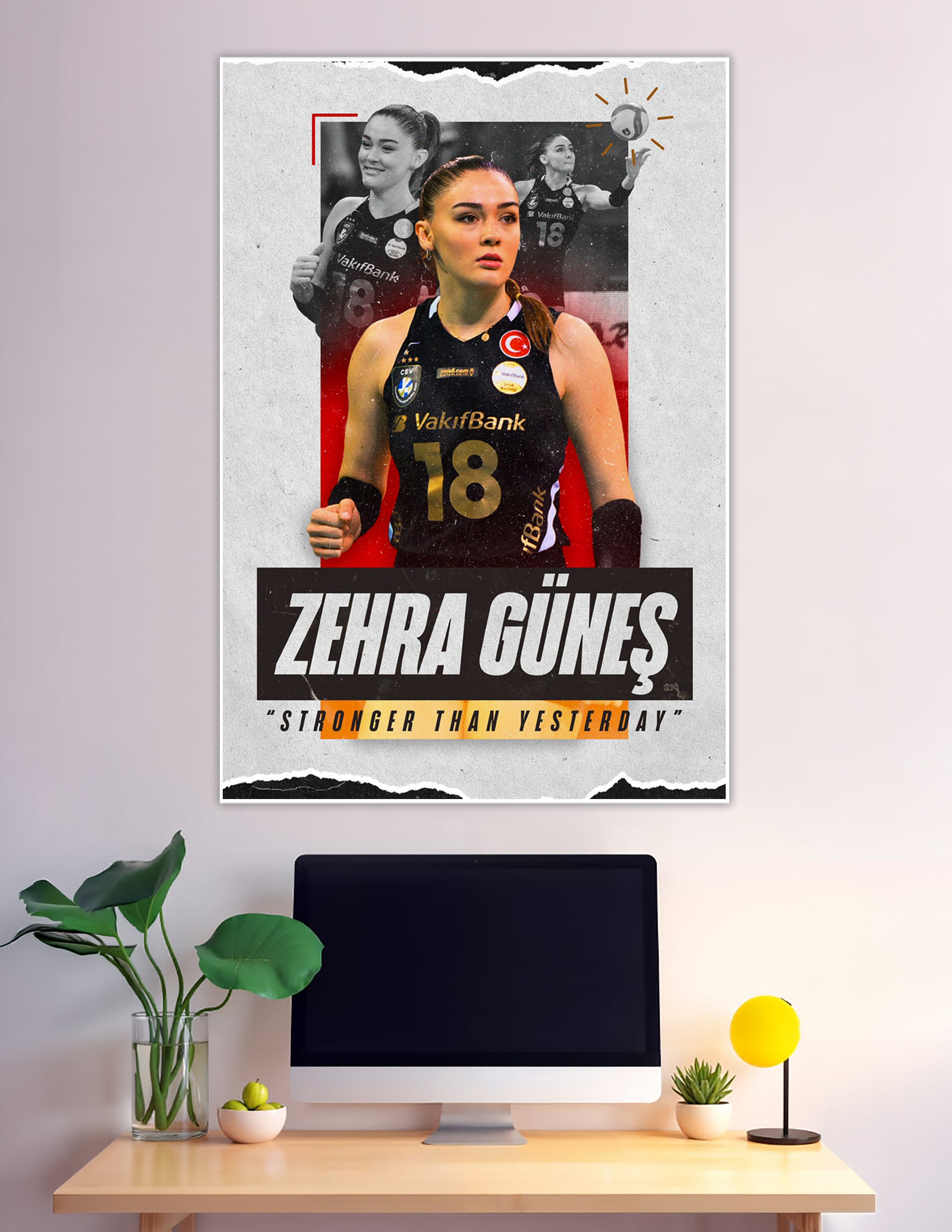 Zehra Güneş VakıfBank number 18 volleyball sports poster