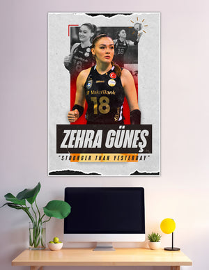 Zehra Güneş VakıfBank number 18 volleyball sports poster