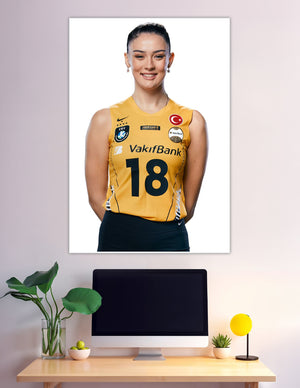 VakifBank number 18 volleyball player gold jersey poster