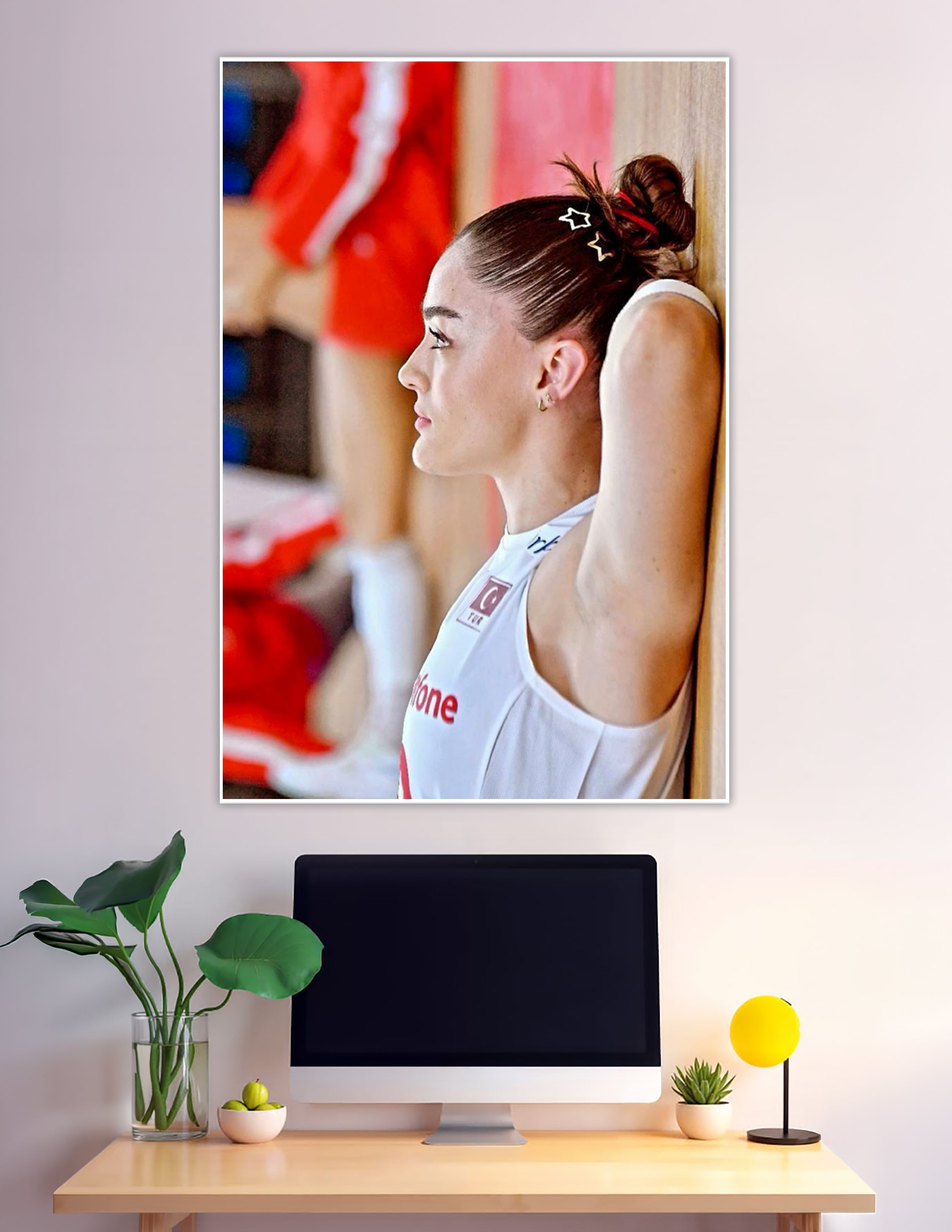 Turkish female volleyball player focused profile portrait poster