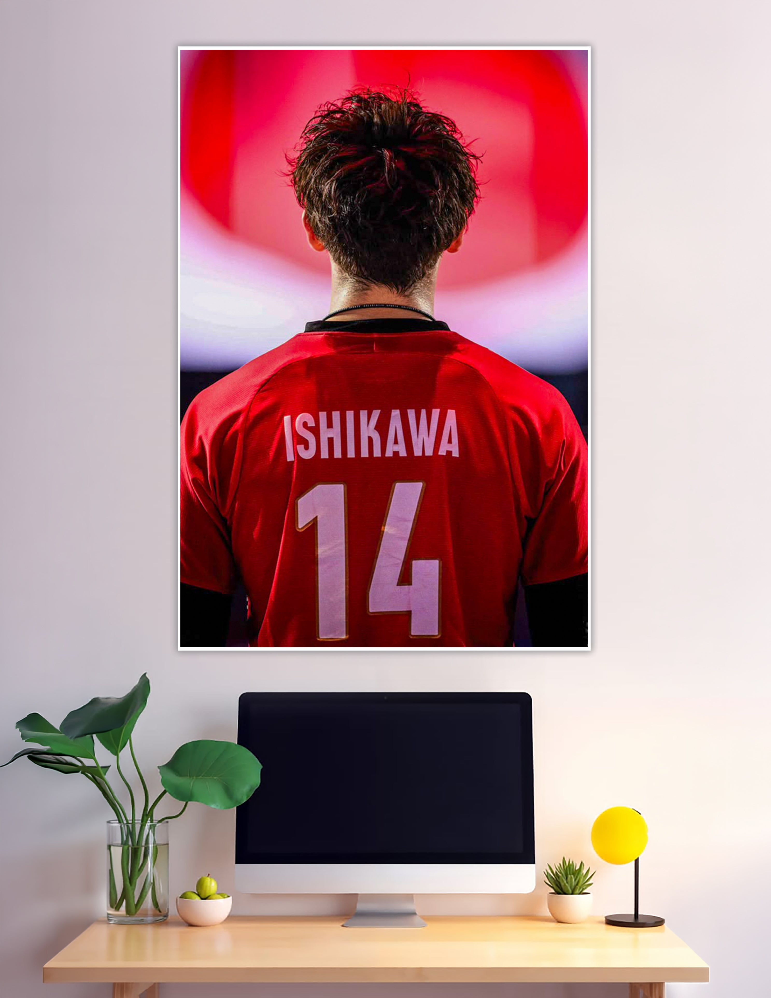 Ishikawa number 14 Japan red volleyball jersey poster