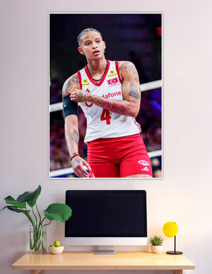 Turkey national volleyball team player number 4 in action