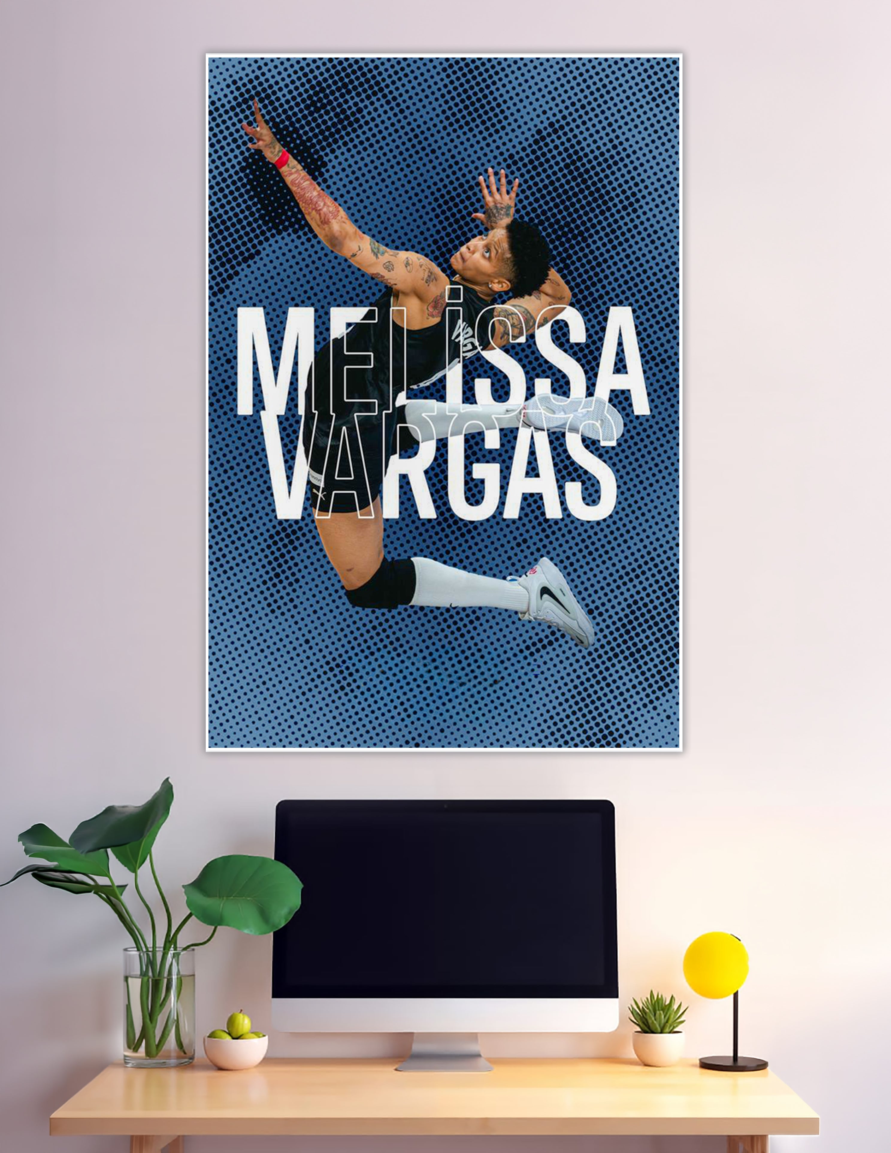 Melissa Vargas volleyball player mid-jump action poster