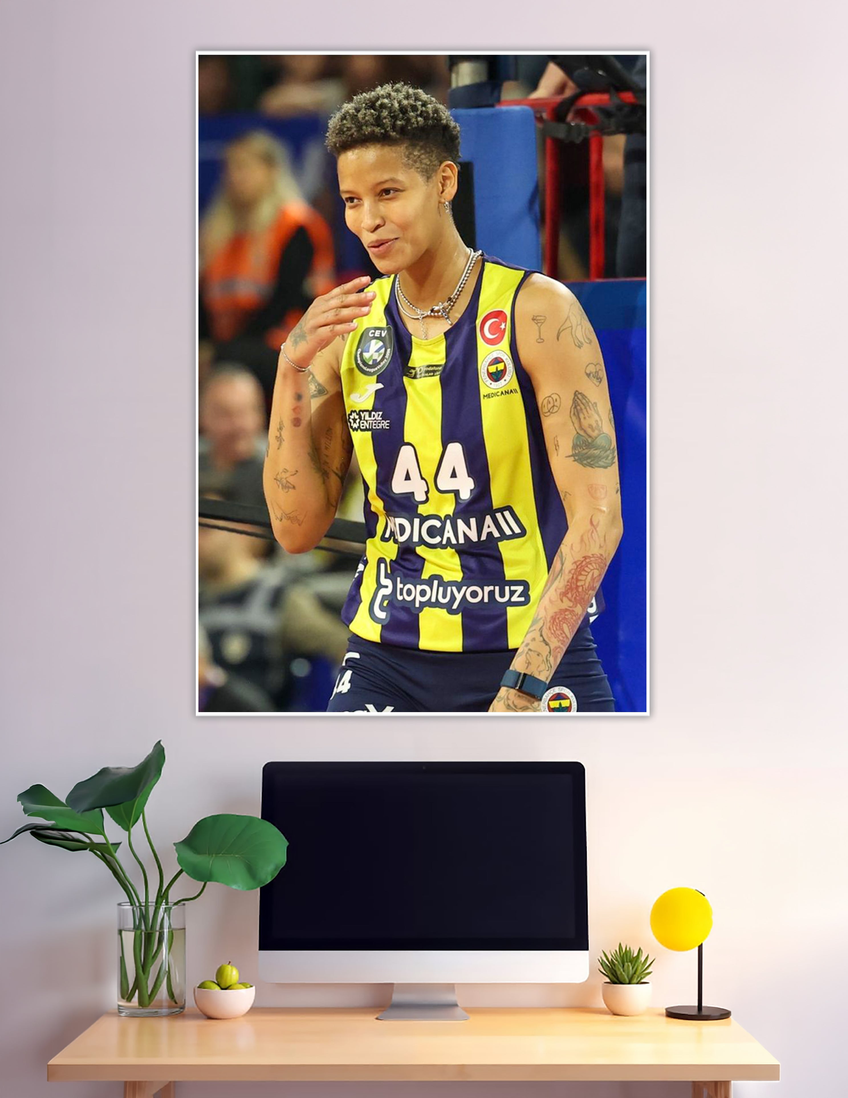 Fenerbahce volleyball player number 44 in yellow jersey