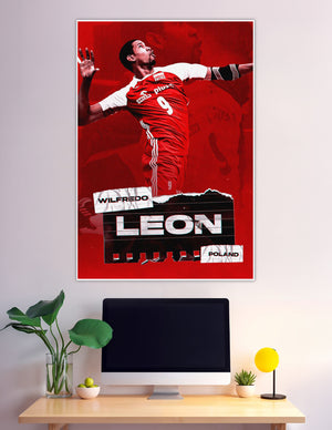 Wilfredo Leon Poland volleyball player number 9 red poster